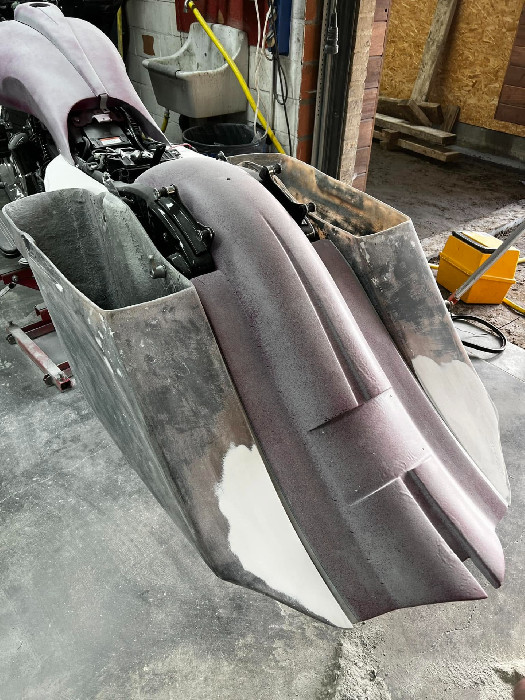 Shaping the fibreglass bodywork