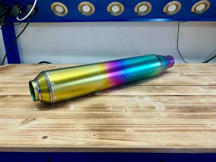 Welded titanium exhaust detail